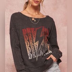 fab’rik | Dreamer Vintage-Washed Graphic Sweatshirt In Charcoal Size Medium